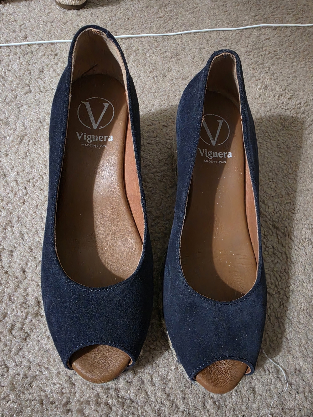 Navy Suede Peep-Toe Heels
